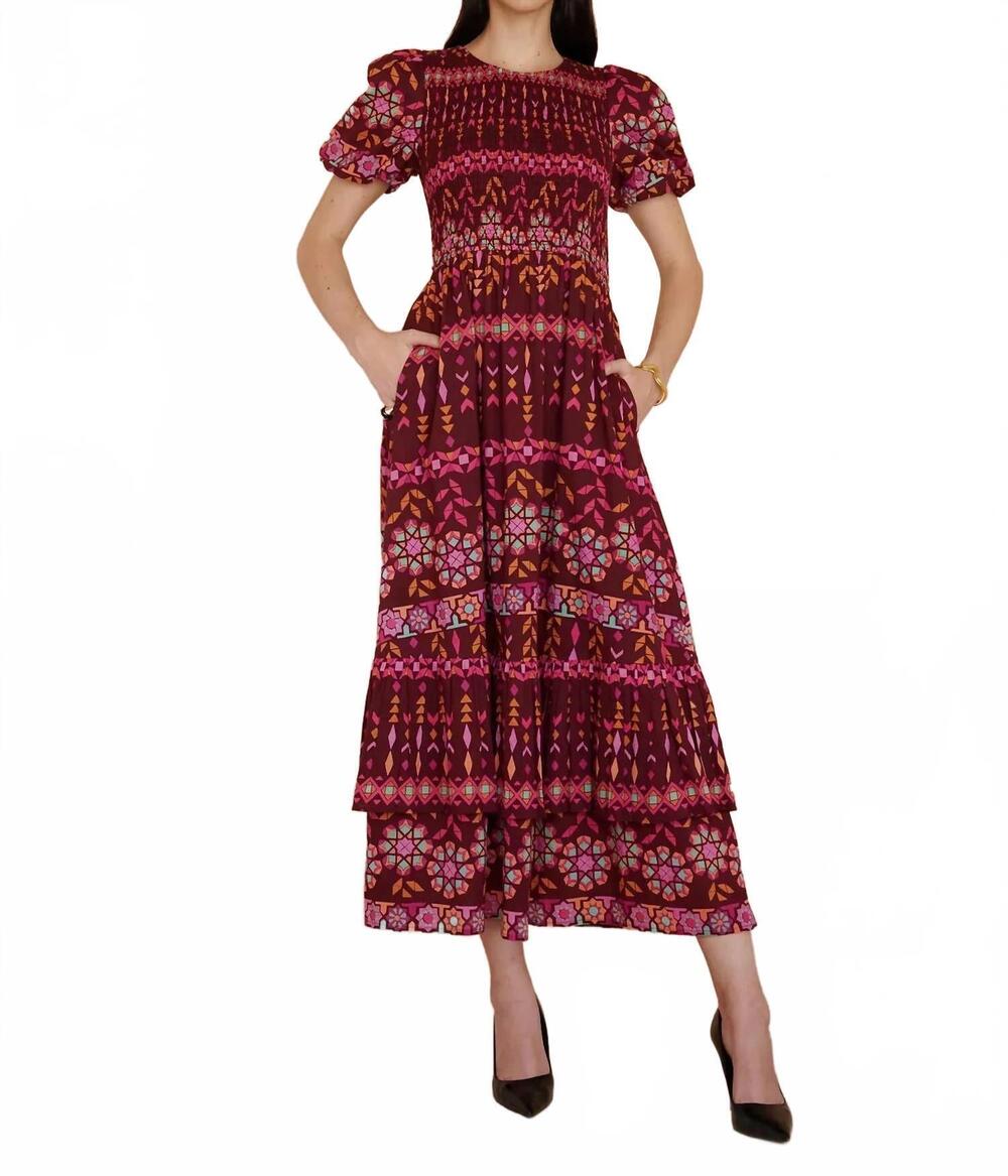 NEW BANJANAN quant midi dress in rhubarb